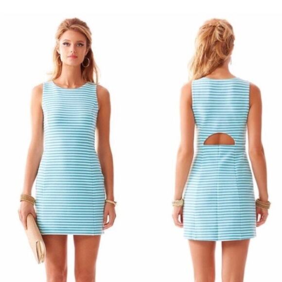 Lilly Pulitzer Dresses & Skirts - Lilly Pulitzer Shorely Blue Ottoman Stripe Whiting Cut Out Dress